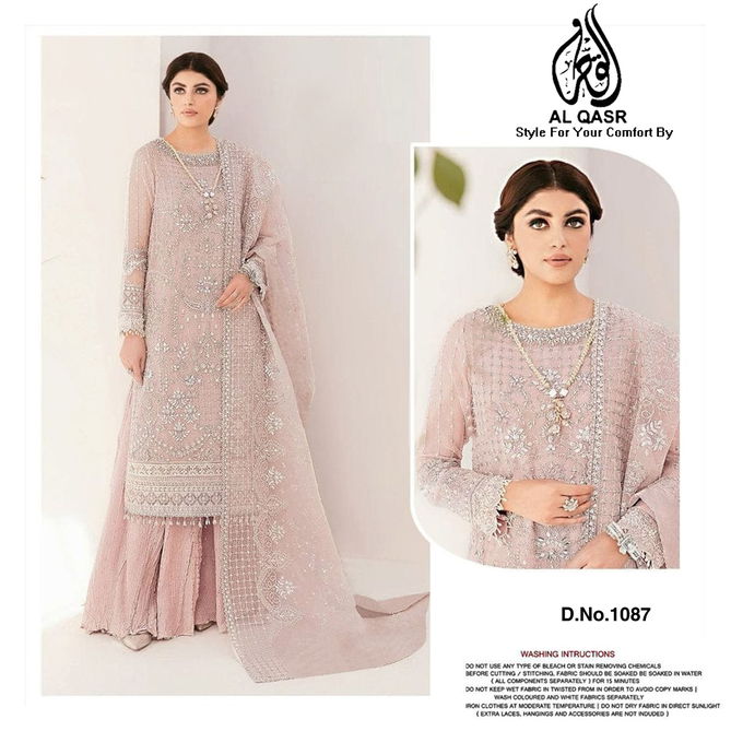 1087 AL-Qasr Georgette Embroidery Pakistani Kurti With Bottom Dupatta Wholesale In India